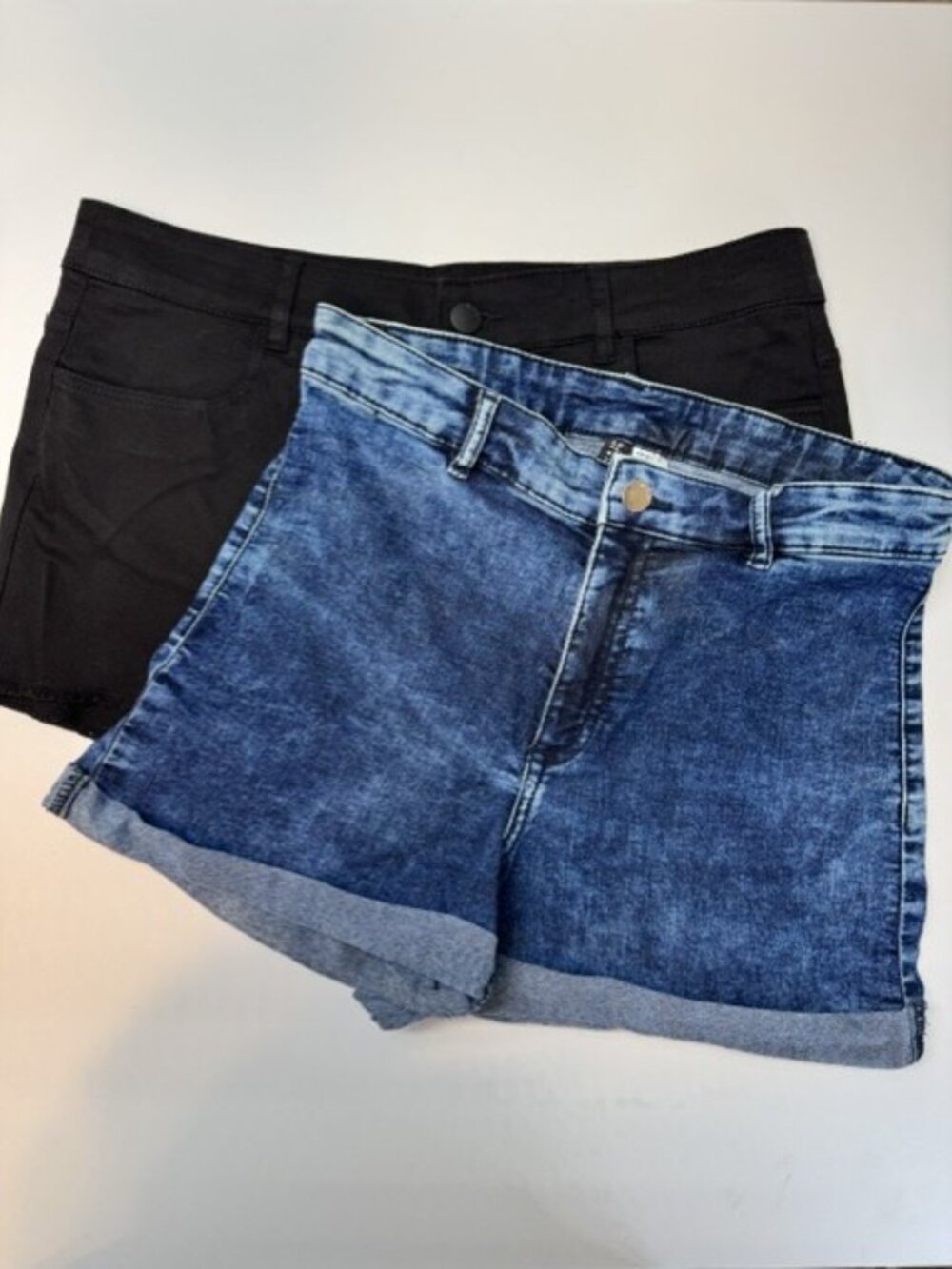 H&M Divided 2 Pairs of Size 12 Shorts Blue Denim And Black Women's